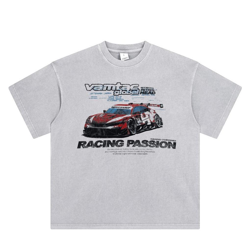 Streetwear Racing Car Graphic T-Shirt Cotton Tshirt Unisex Tops Tees Summer Short Sleeves T Shirt
