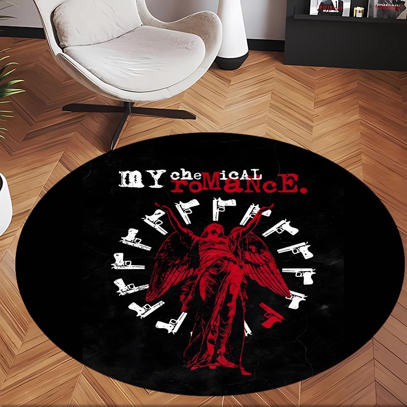 My Chemical Romance (5) Ofis için Yuvarlak Halı Ofis, Yatak Odası, Oturma Odası ve Ev Alanı için Dekoratif Yer Halısı