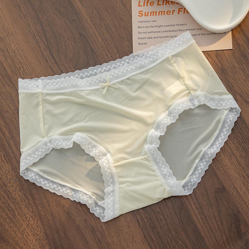 Female Summer Ultra Thin Ice Silk Naked Breathable Antibacterial Cotton Crotch Waist Non Trace Quick Dry Briefs