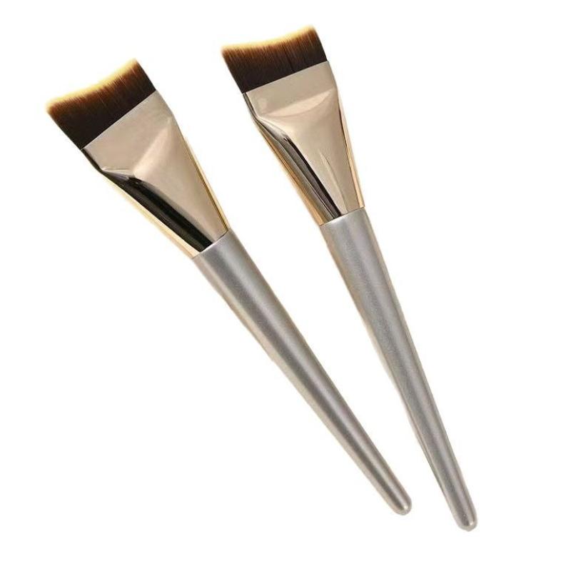 2Pcs Professional Arc-Shaped Flat-Head Ultra-Thin Foundation Brush, Paint-Free And Traceless Foundation Liquid Brush