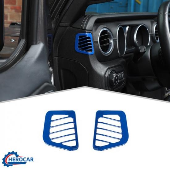 2xInner Blue Dashboard Side AC Air Outlet Vent Cover for Jeep Wrangler JL JT 18+