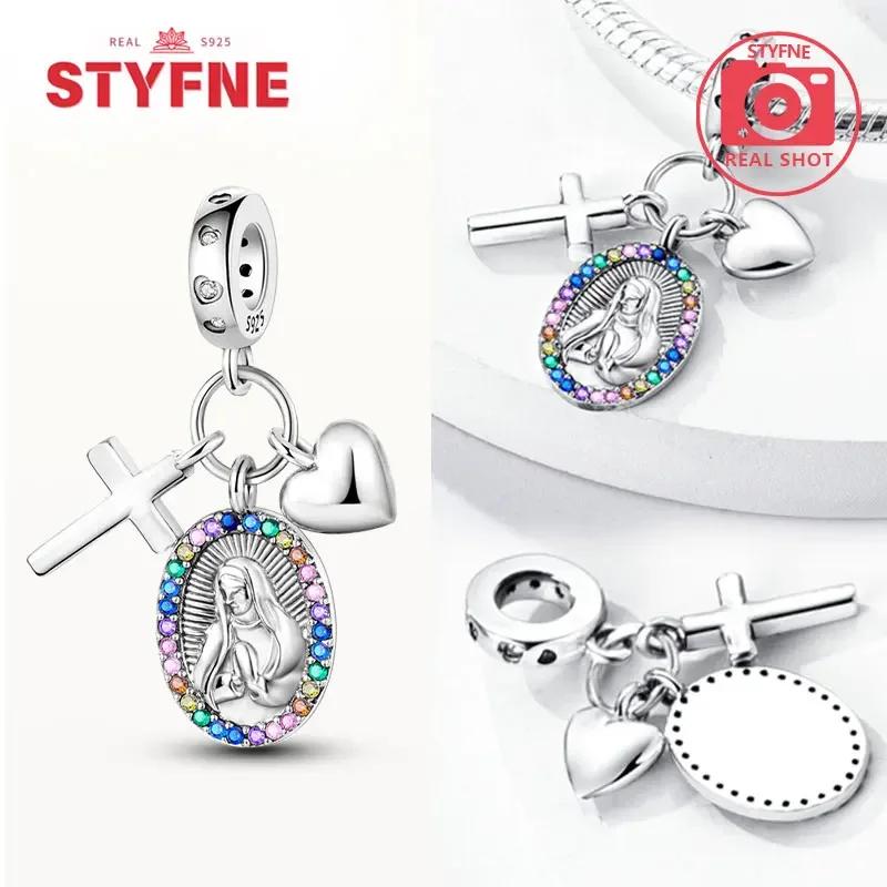 Copperour Lady Charm Bead The Virgin Mary Dangle Fitoriginal Bracelet Pendants Jewelry Marking Fine Gift For Women