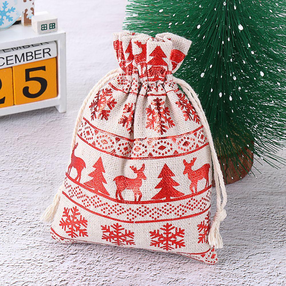 Sack Elk Wedding Favor Food Storage Drawstring Pouch Candy Organizer Merry Christmas Jute Gift Bags