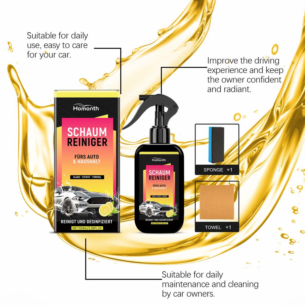 Car Cleaning Spray Waterless Wash Wax Dust Grime Remover Streak Free Shine Paint Safe Formula Quick Detailer with Sponge 100ML