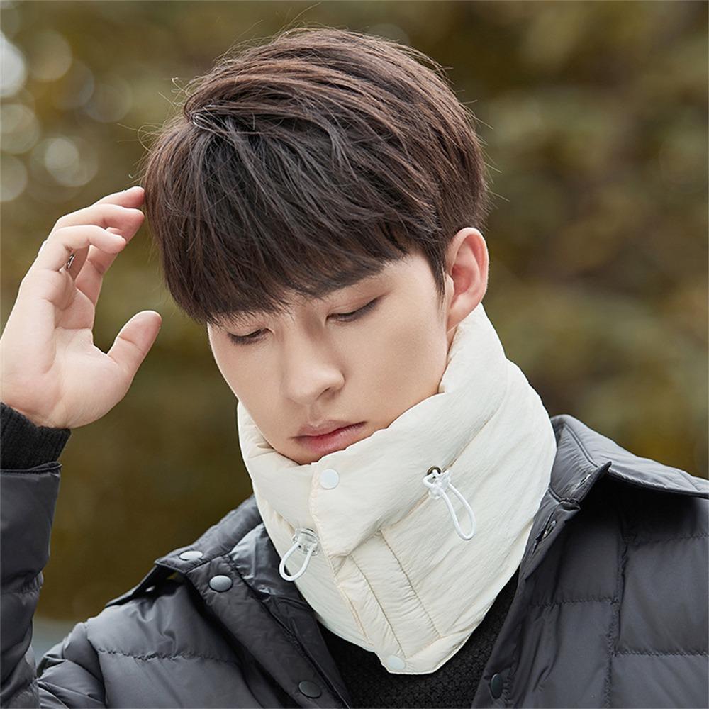 

High Collar Ring Scarf Cotton Down Neck Cover Fashion Winter Scarves for Women Lady XS білий