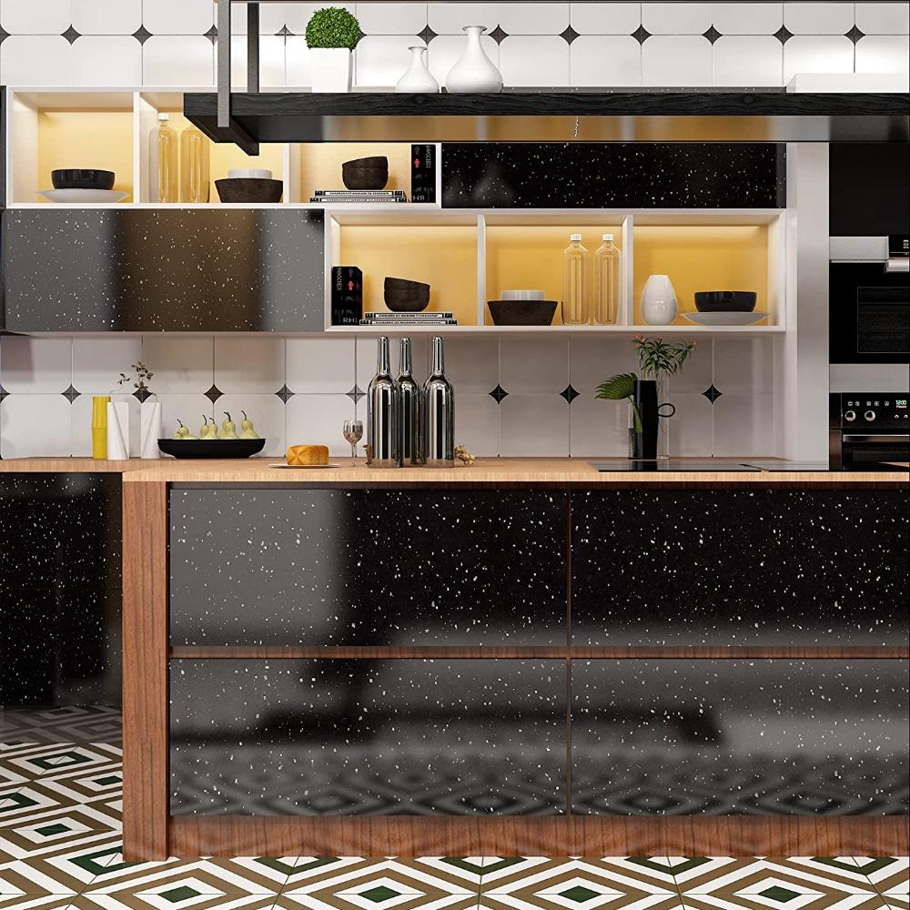 Granite Contact Paper Peel and Stick Countertops Black Paper Waterproof Self Adhesive Marble Wallpaper for Kitchen Bathroo Table