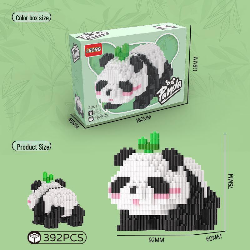 Panda Flower Cute Blue Building Blocks: Micro-Particle Assembly Toys for Creative Modeling