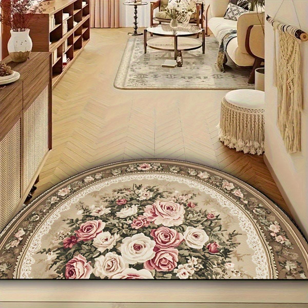 

Vintage Style Botanical Semi-Circular Carpet Soft Non-Slip Decorative Mat 2D Print Aesthetic Rug for Entrance Porch Decor 40X60CM