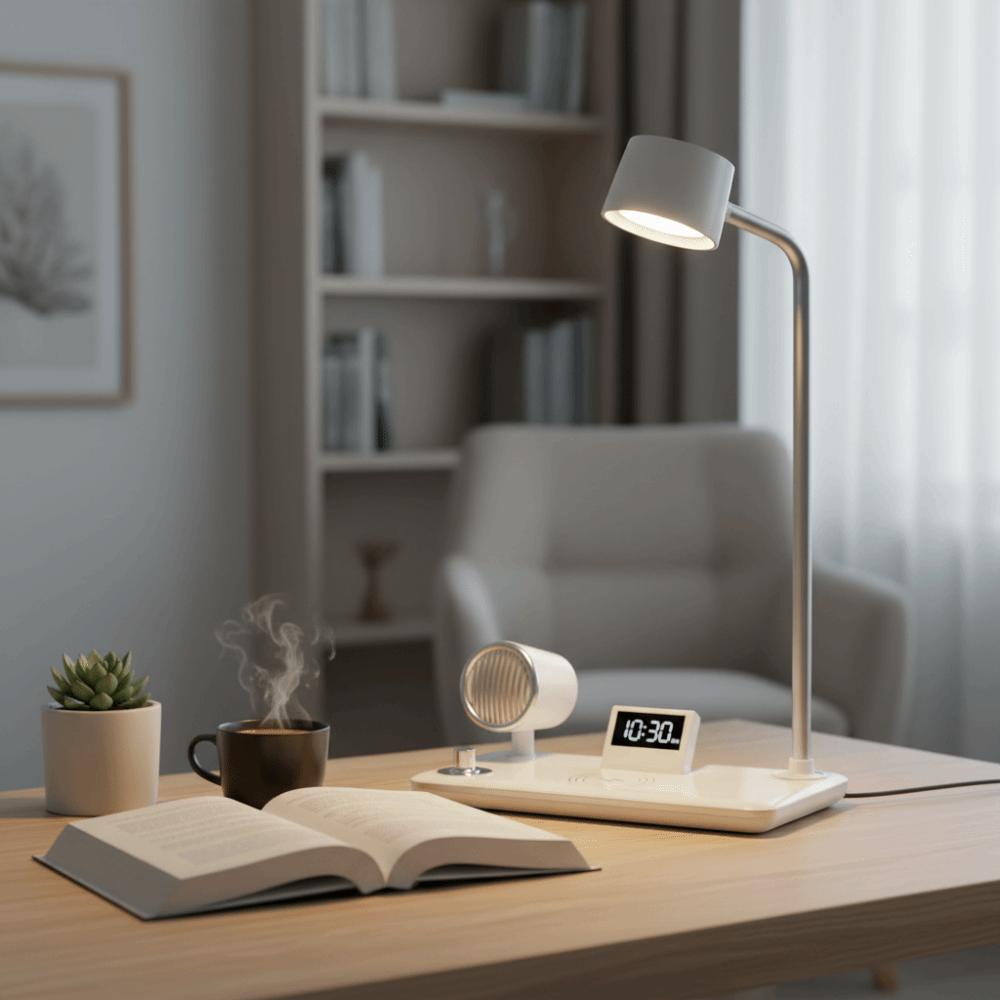 Bluetooth USB Port LED Table Lamp Stand Clock Night Lighting LED Desk Lamp Multifunction Wireless Charger Night Light Bedside