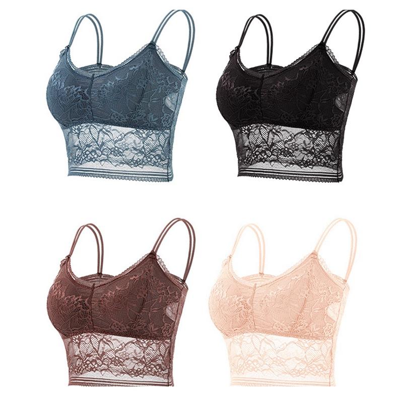 Dámská jednobarevná krajková podprsenka prodyšná vestová podprsenka