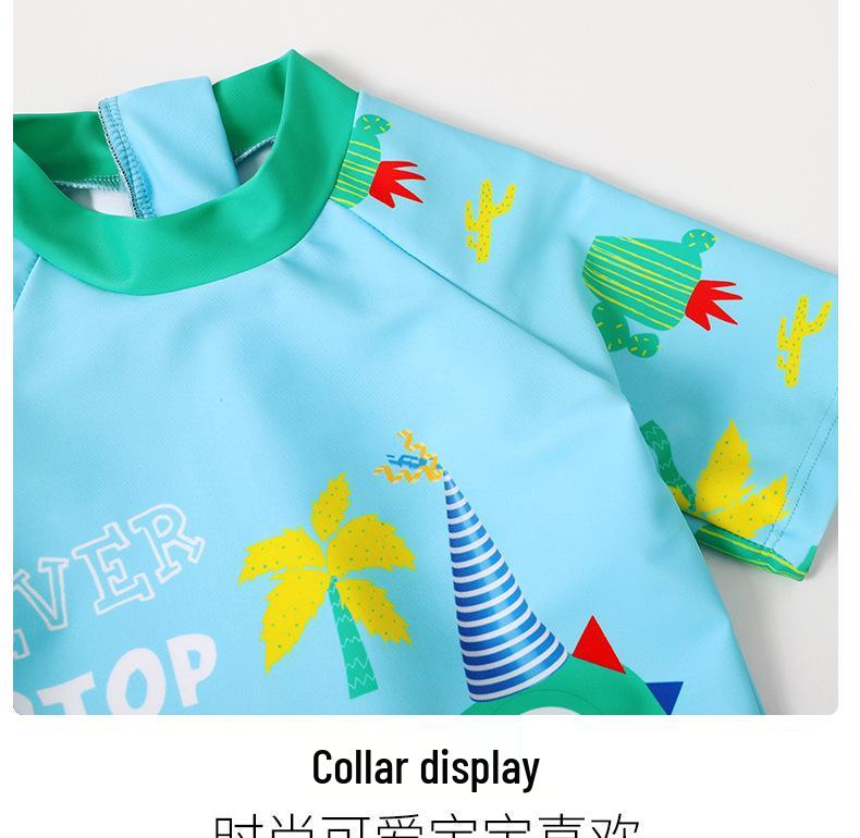 2025 Boys' Cartoon Quick-Dry Short Sleeve One-Piece Swimsuit for Toddlers