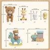 15Pcs bear Cute Mini Animal Figure for Cake Decorations Bear Figurines with Train DIY for Baby Shower Birthday Party Supplies
