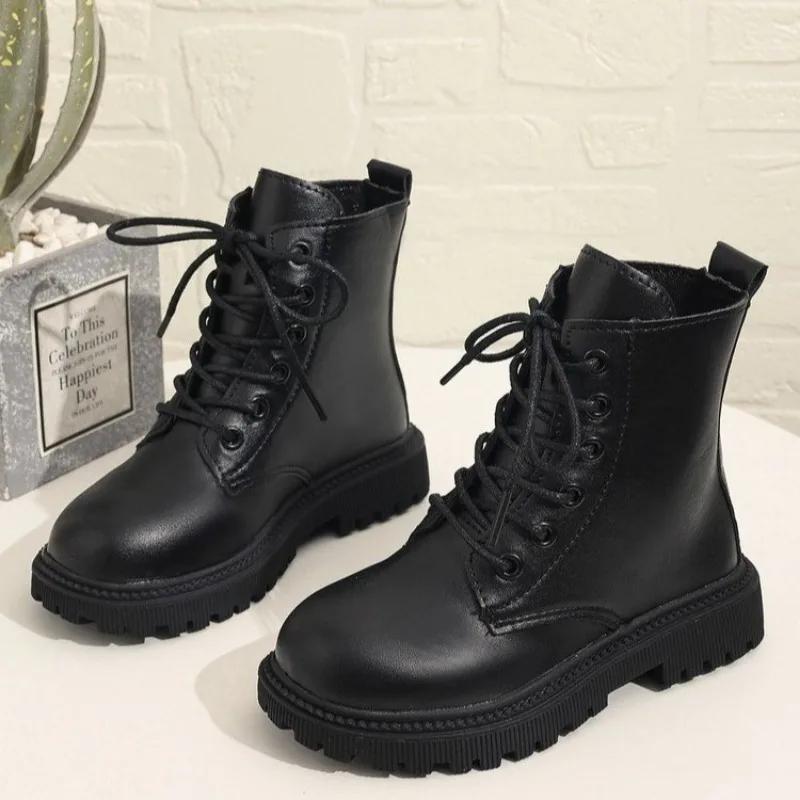 Shoes for Women 2024 High Quality Front Lace-up Women's Boots Fashion Round Toe Modern Boots Women Hot Sale Solid Ankle Boots