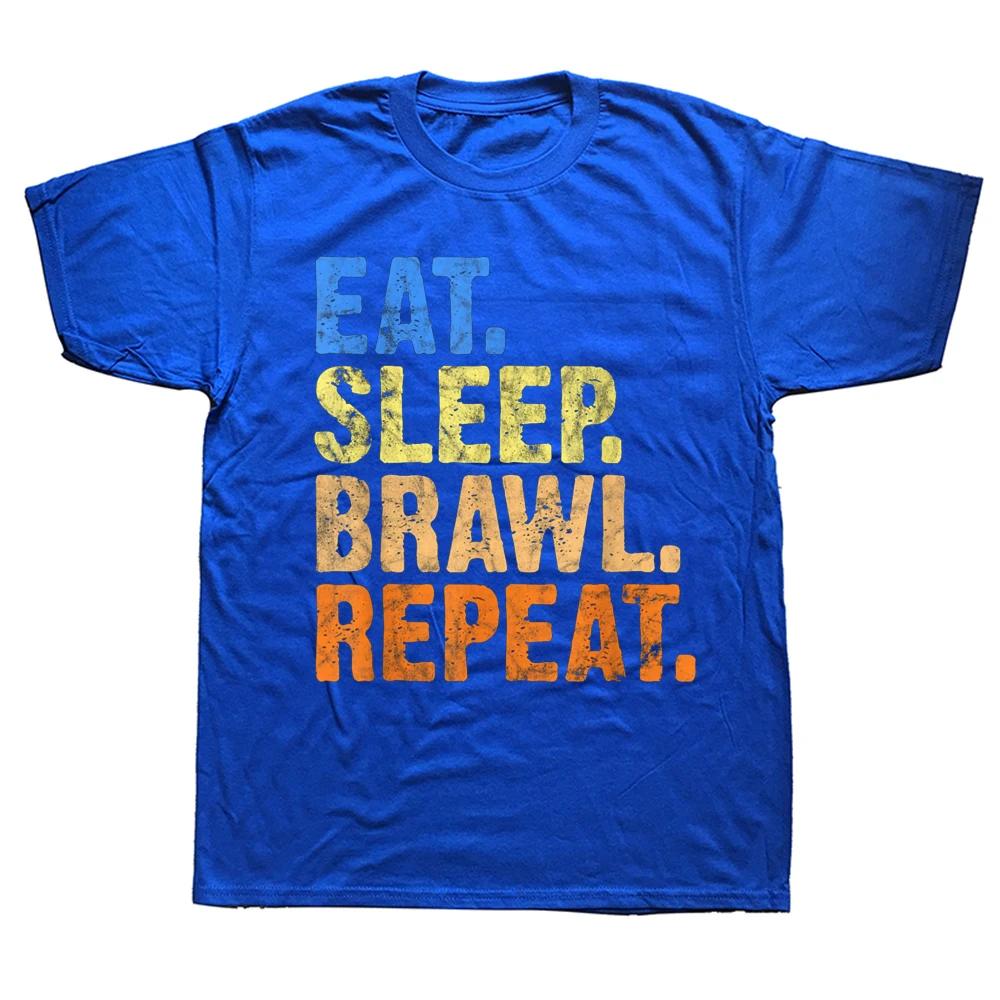 Lustiges Essen Schlafen Brawl Wiederholen für Brawler oder Gamer T-Shirts Grafik Baumwolle Streetwear Kurzarm Geburtstagsgeschenke T-Shirt Männer