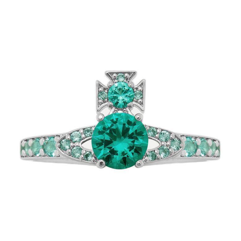 

Vivienne Westwood Hollow Design Ring Women rings Silver Turquoise 6404017L-01P170 Basic Packaging-Dust Bag+Box,M
