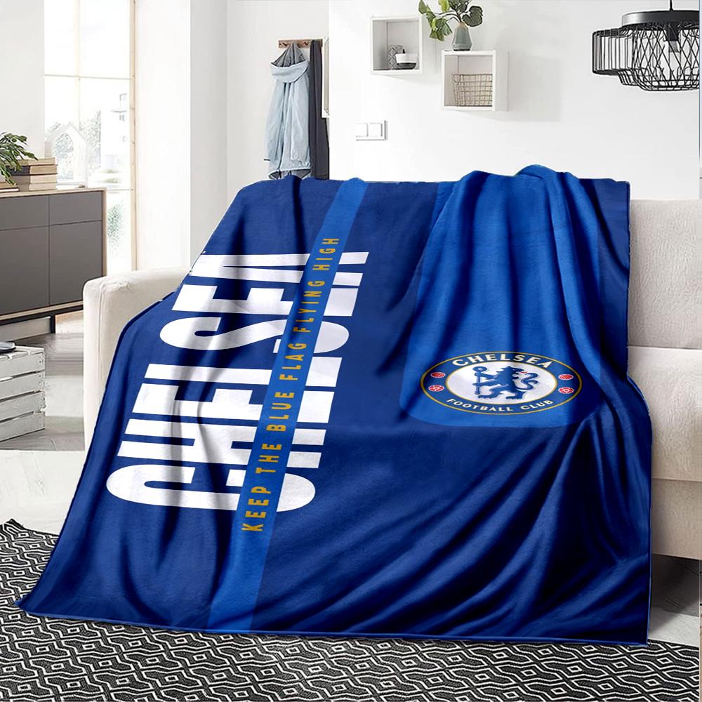 Chelsea Football Club Theme Printed Blanket - Perfect for Couch, Bed, Travel & Outdoor Use | Machine Washable, Cozy & Durable.