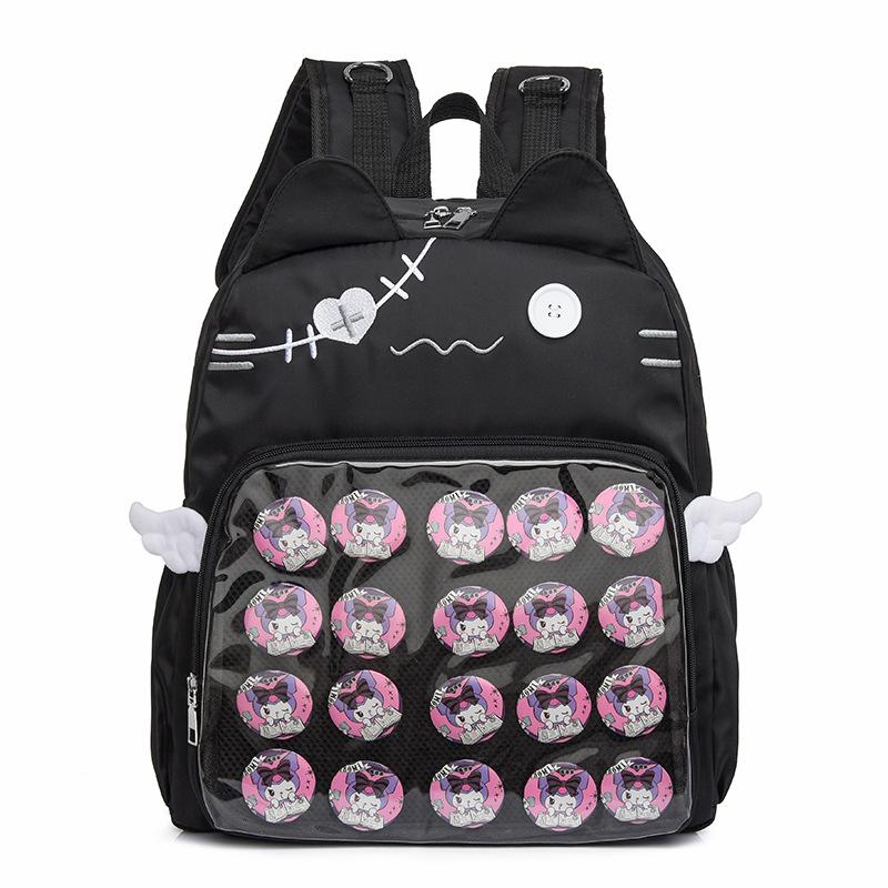 

New Y2K Cute Cat Transparent Backpack Kawaii Harajuku Girl Ita Bag High-capacity Student Rucksack Teenage DIY Display School Bag 40x32x10cm