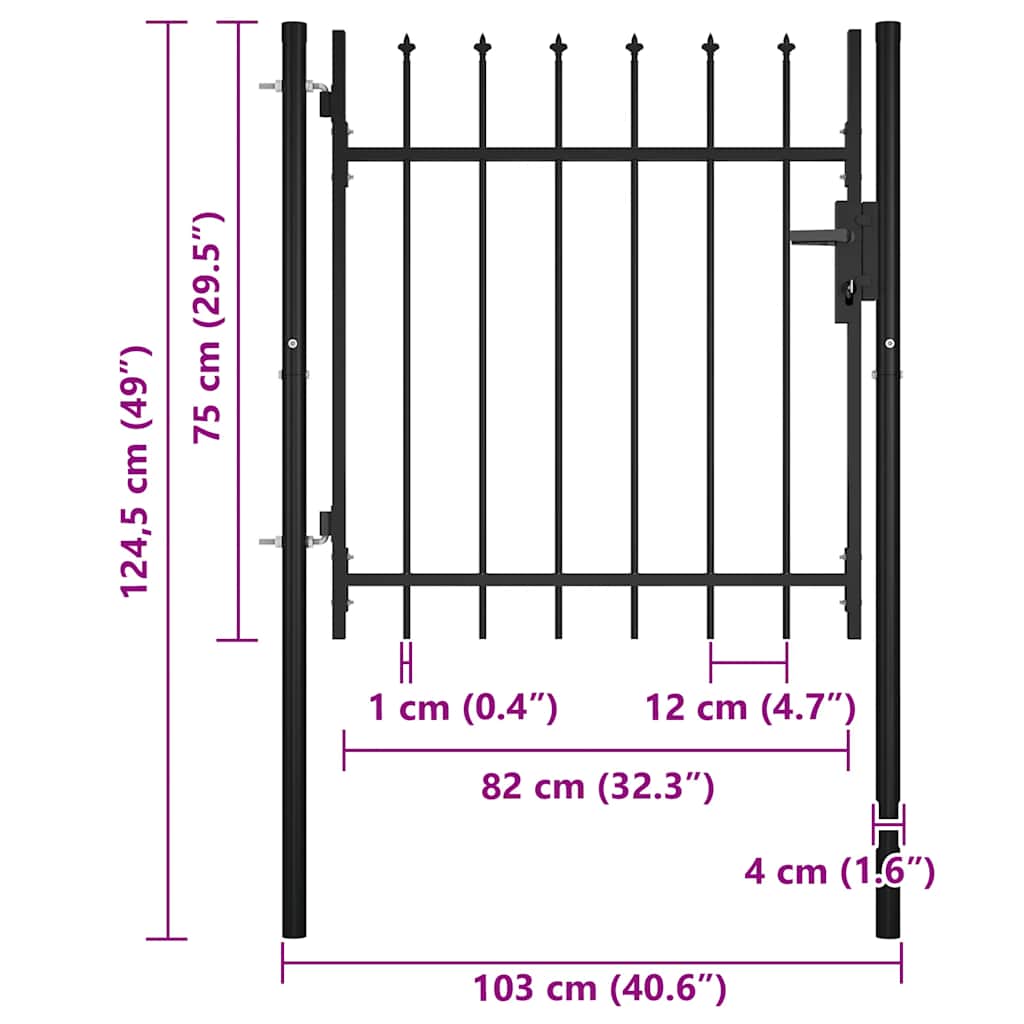 BOXTEL Door and Garden Gate with Spear Tip 100 X 75 Cm