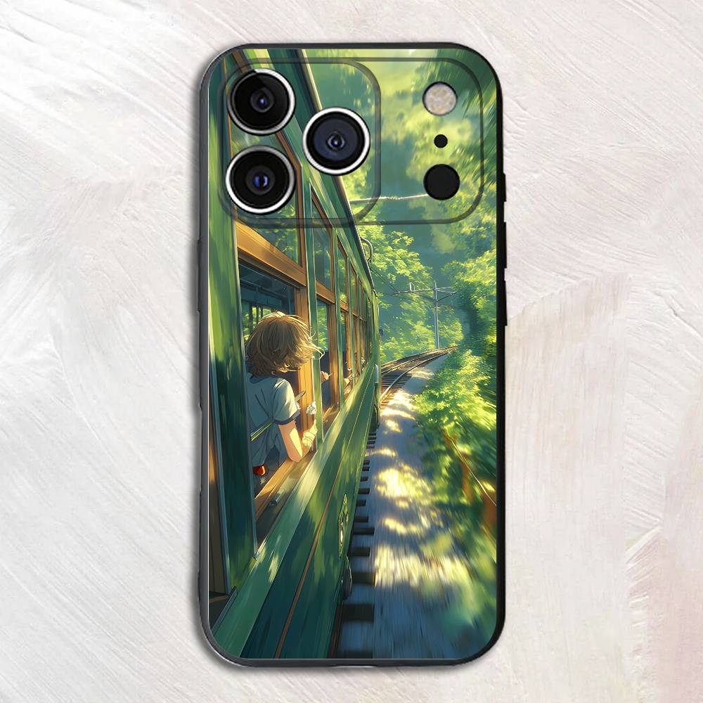 

Girl Train cure Silicone Soft Phone Case For iPhone17 16 15 14 13 12 11 Pro Max Plus X XR SE Cover iPhone16e