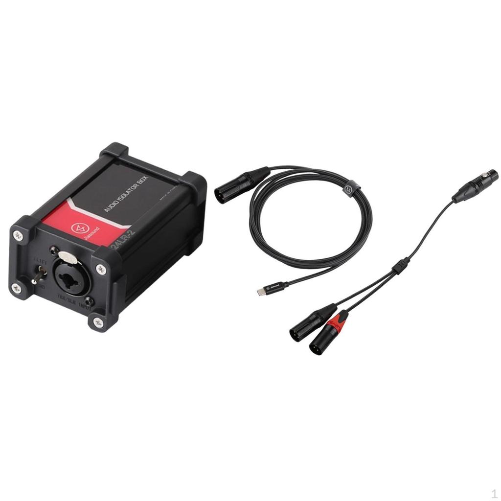 Audio Isolator Box Black Compatible XLR/ 1/4" 6.35mm for PA System Guitars