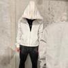 Unisex Oversized Hooded Zip-Up Sweatshirt With Faux Fur Trim Solid Color Streetwear Pullover Men Women