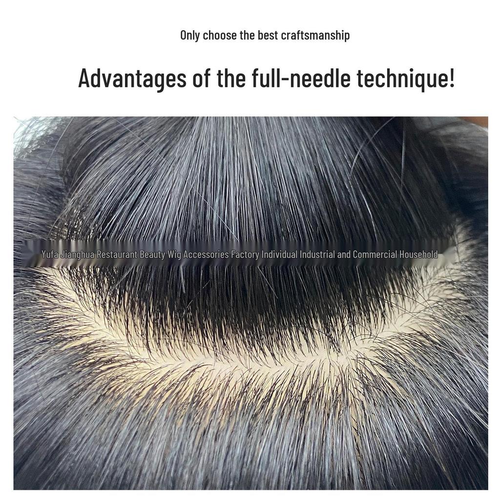 Men’s Natural-Look Clip-In Toupee: Seamless, Realistic Scalp, Bleached, Permable & Dyeable Hairline.