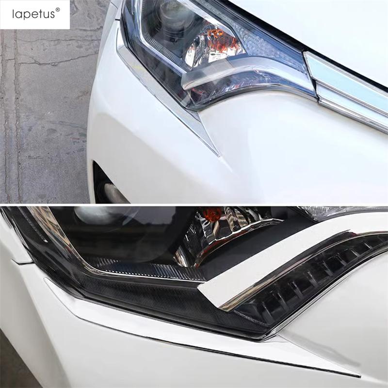 For Toyota Rav4 Rav 4 2016 - 2018 Front Head Light Lamp Eyelid Eyebrow Strip Molding Cover Trim ABS Chrome Accessories Exterior