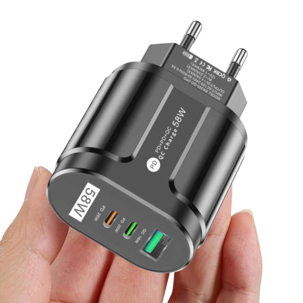 PD33W GaN QC3.0 Multi-Port EU Charger 9V/12V Fast Charging Adapter