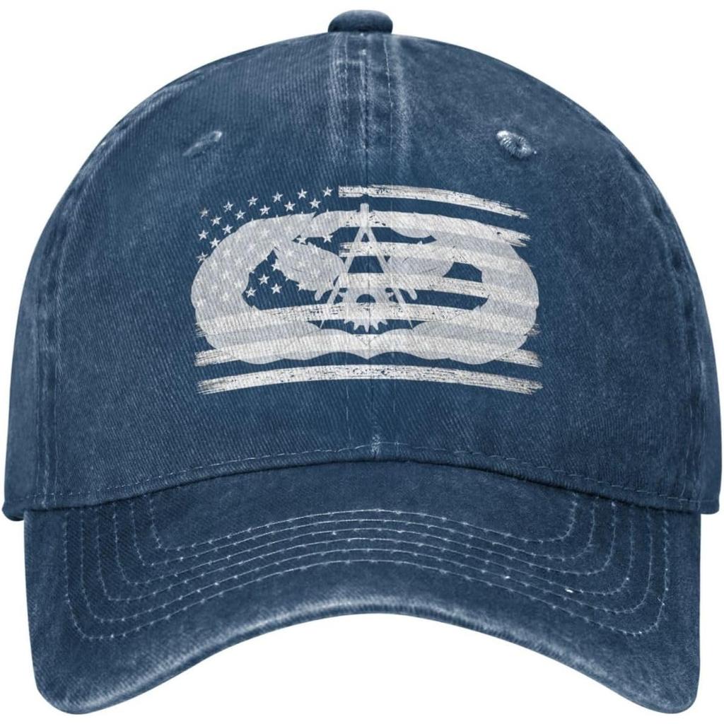 Air Force Civil Engineer Badge Distressed Baseball Cap Vintage Washed Denim Style Dad Hat