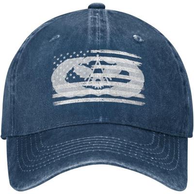 Air Force Civil Engineer Badge Distressed Baseball Cap Vintage Washed Denim Style Dad Hat