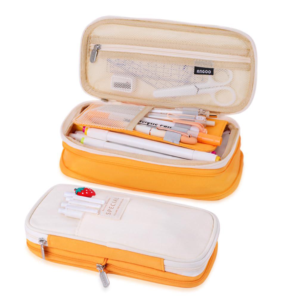 Double-Layer Macaron Pencil Case with Large Capacity and Double Zipper