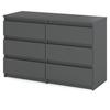 Chest of Drawers for the Living Room TV Cabinet 100 CM 6 Drawers Matte Gray Sideboard