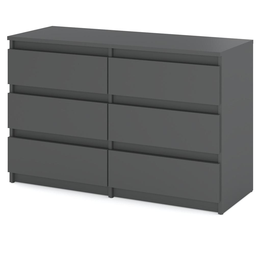 Chest of Drawers for the Living Room TV Cabinet 100 CM 6 Drawers Matte Gray Sideboard