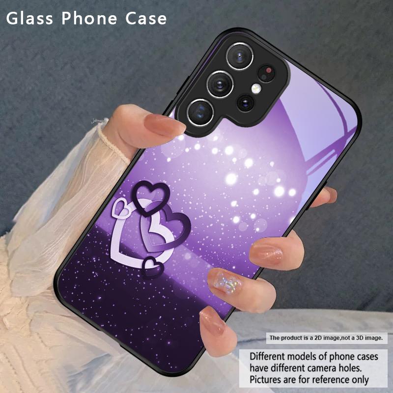

Warm and romantic love For Samsung Galaxy S26 Ultra S25 Edge S24 FE S23 Plus S22 S21 S20 S22+ S24+ S25+ Black Glass Phone Case Galaxy S26