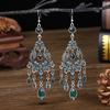 Bohemian Ethnisch Lang Blau Acryl Kristall Wassertropfen Ohrringe für Damen Retro Temperament Geometrisch Hängende Ohrringe Schmuck