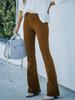 Spring Summer Women's Solid Color High Waist Slim Fit Flared Trousers Velvet Waist Casual Pants