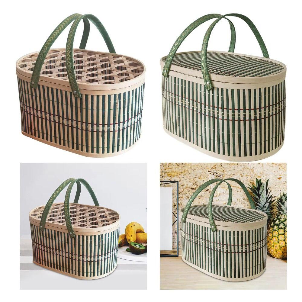 Vintage Moon Cake Box Chinese Style Picnic Basket Bread Storage Basket New Year