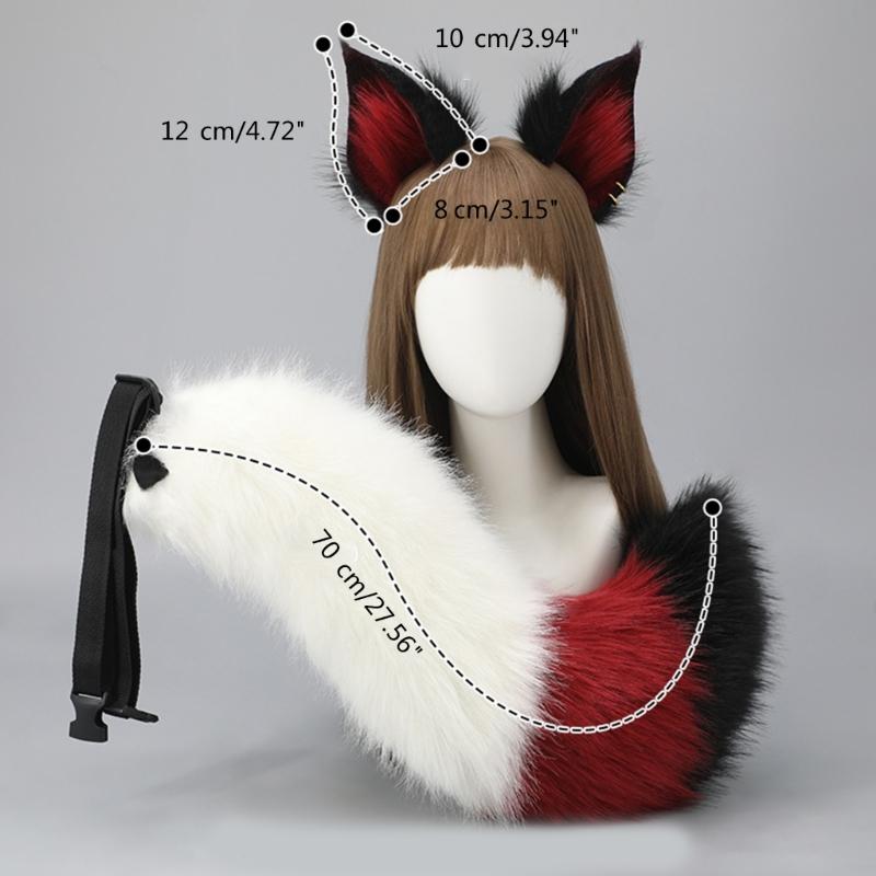 Cute Fox-Anime Beast Tail Handmade-Fox Ear Headband Lovely-Fox Tail Themed Party Costume Cosplay Props for Festivals
