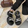 Platform muffin sandals 2025 summer new high-end versatile beach rhinestone sandals