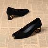 Dames schoenen klassiek rond neus zwart suède hoge kwaliteit vierkante hak schoenen dame koel comfort sexy pump ab533