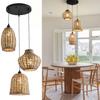 Boho Coastal Rattan Pendant Light with Hand-Woven Water Plants for Kitchen Island Living Room Bedroom Farmhouse 3-Light Ceiling