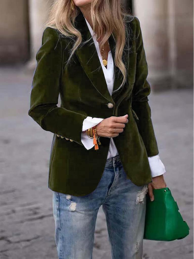 Elegant Women's Solid Color Suit Jacket - Fall/Winter 2025 Collection