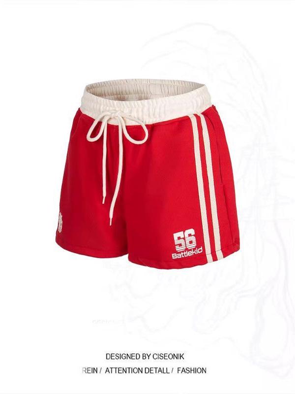 Women's 2026 American Retro Sports Shorts - Summer Letter Print, Loose Fit Hot Pants, Versatile Design