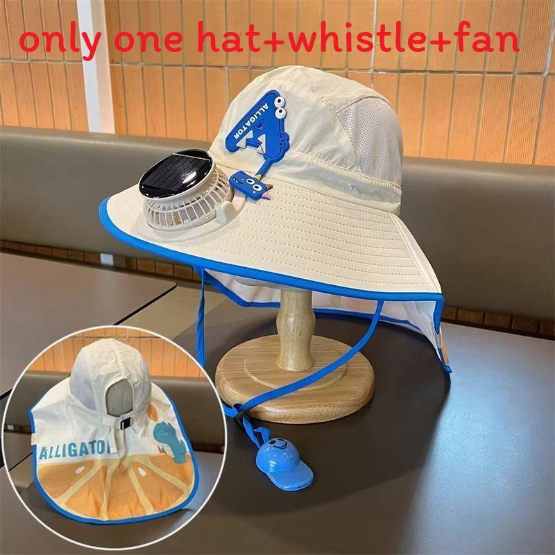 

Sunflower Kids Sun Hat With Solar Fan And Whistle For Summer Sun Protection Beige A
