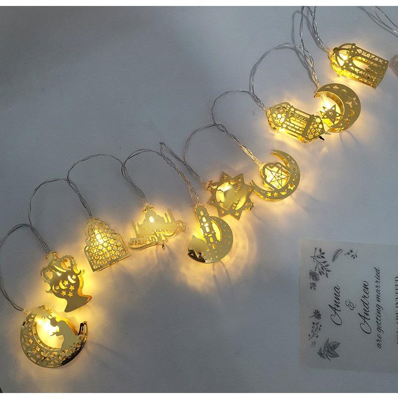 Indoor LED Moon & Star Iron Art String Lights for Eid al-Adha Decor