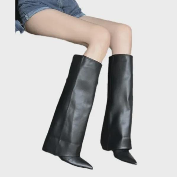 2024 Autumn/Winter Pointed Stiletto Boots: Versatile, Simple High-Heel Trousers Boot