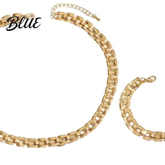 Fade Resistant Jewelry Set 2Pcs/Set Women Set Adjustable Length Cuban