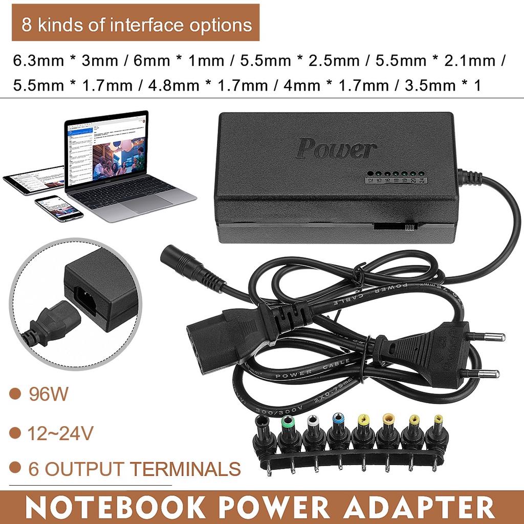 Buy 96W 12-24V AC DC Universal Adjustable Notebook Power Adjustable ...