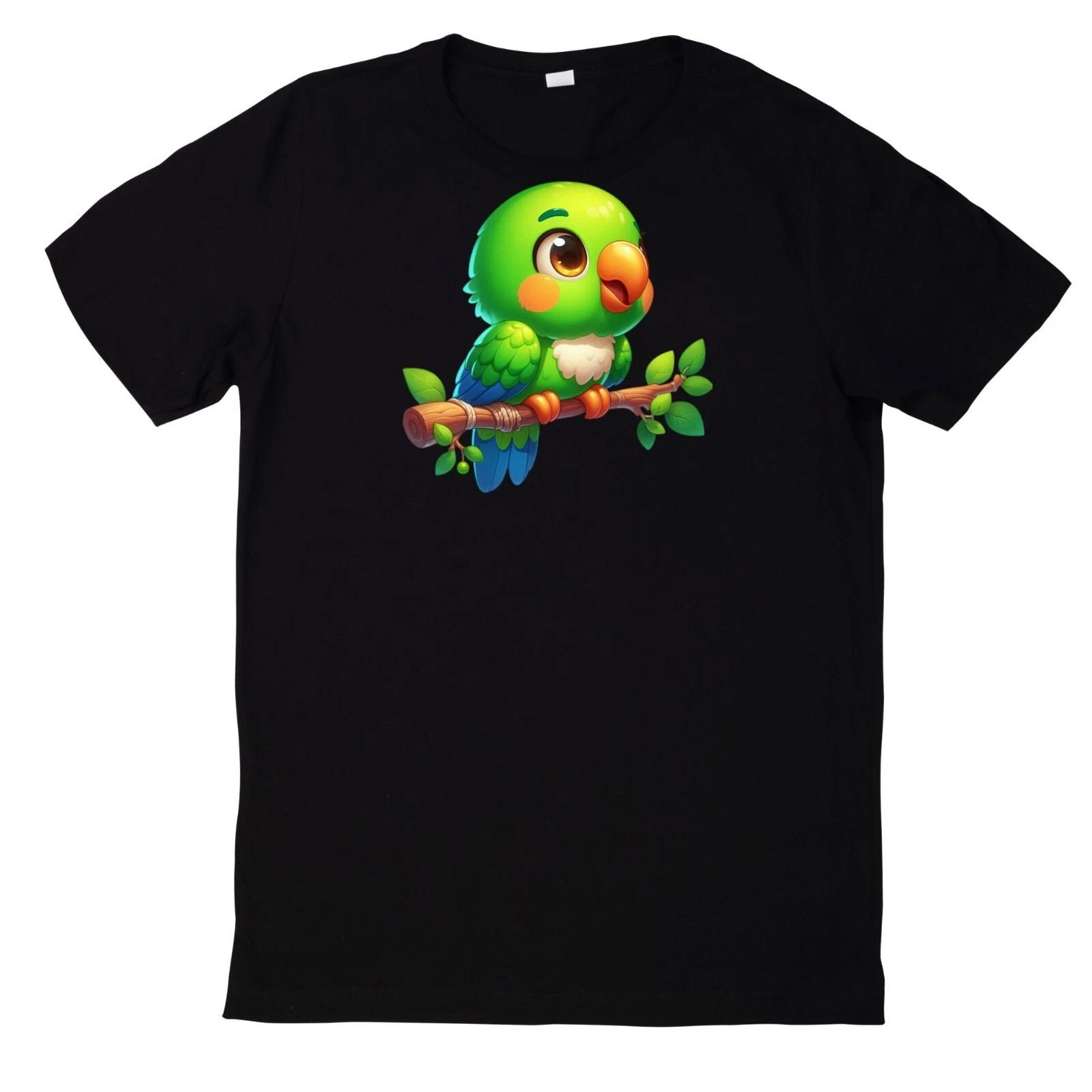 T-Shirt Niedlicher und lustiger grüner Papagei Motiv Baumwolle S