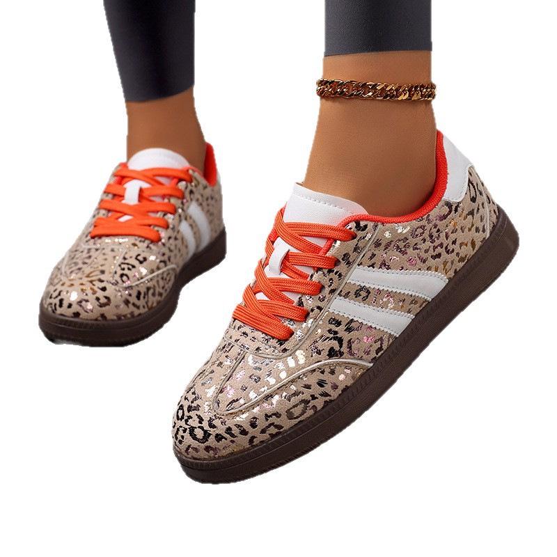 2025 New Style Women's Versatile Leopard Print Casual Flat Sports Shoes